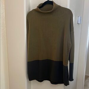 Tahari Olive and Black Cowl Neck Sweater
